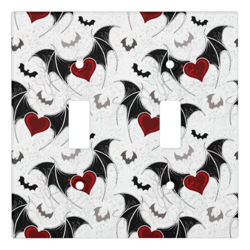 Halloween heart with black bat wings light switch cover
