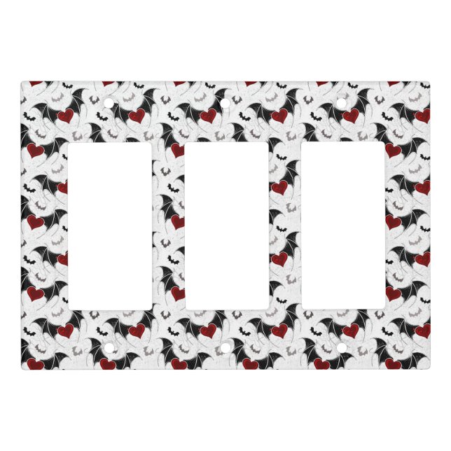 Halloween heart with black bat wings light switch cover (Front)
