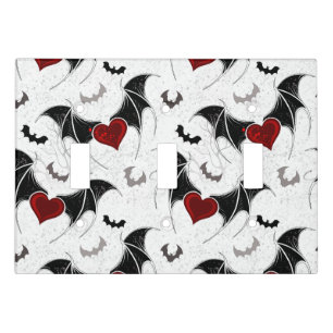 Halloween heart with black bat wings light switch cover
