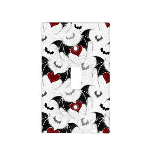 Halloween heart with black bat wings light switch cover