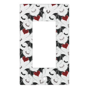 Halloween heart with black bat wings light switch cover