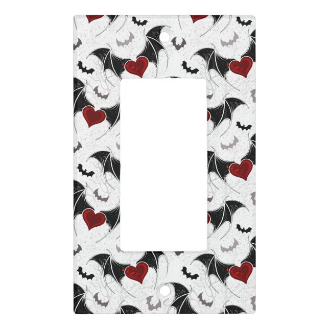Halloween heart with black bat wings light switch cover (Front)