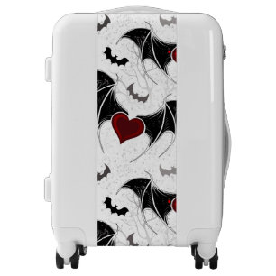 Halloween heart with black bat wings luggage