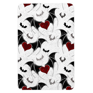 Halloween heart with black bat wings magnet