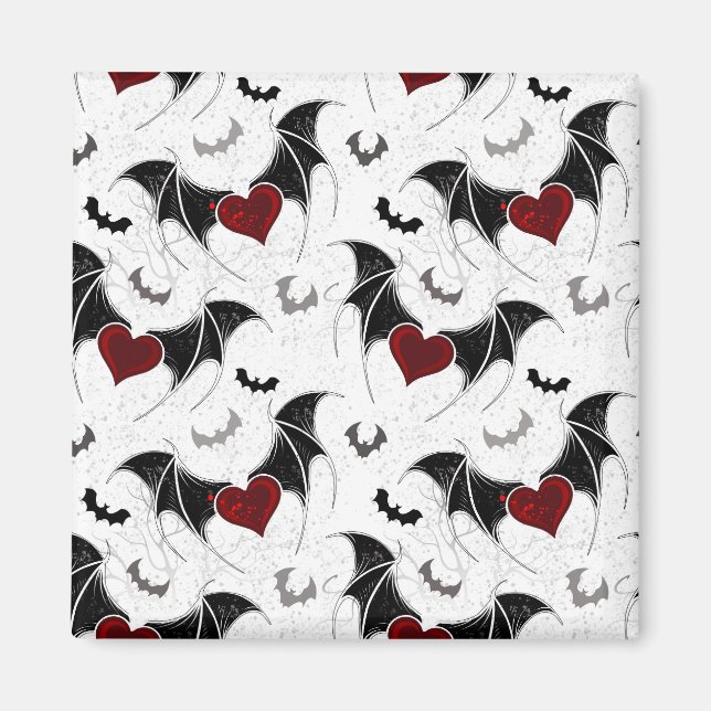 Halloween heart with black bat wings magnet (Front)