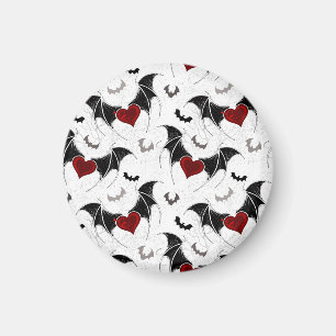 Halloween heart with black bat wings magnet