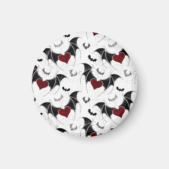 Halloween heart with black bat wings magnet (Front)