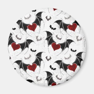 Halloween heart with black bat wings magnet