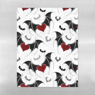 Halloween heart with black bat wings magnetic dry erase sheet
