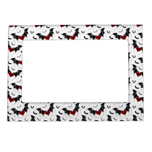 Halloween heart with black bat wings magnetic frame