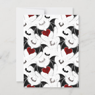Halloween heart with black bat wings magnetic invitation