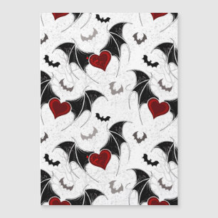 Halloween heart with black bat wings magnetic invitation
