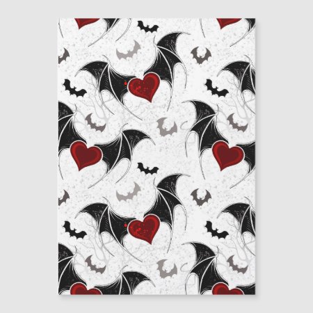 Halloween Heart With Black Bat Wings Magnetic Invitation