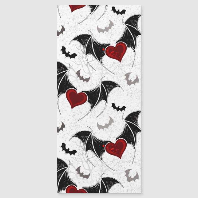 Halloween heart with black bat wings magnetic invitation (Front)
