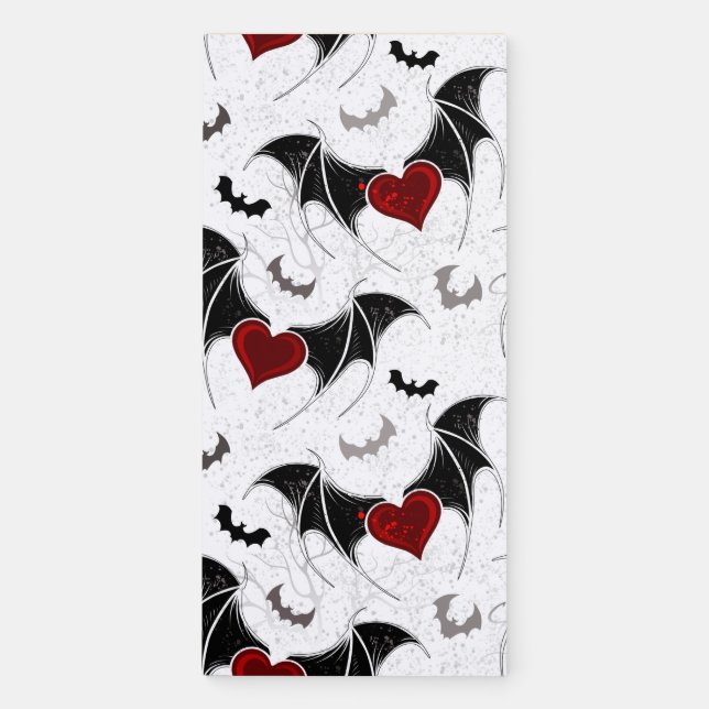 Halloween heart with black bat wings magnetic notepad (Front)