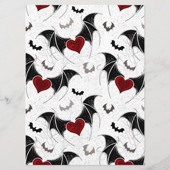 Halloween heart with black bat wings menu (Front)