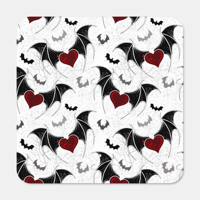 Halloween heart with black bat wings metal sign (Front)