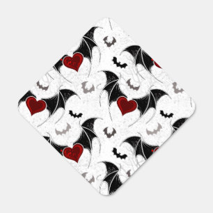 Halloween heart with black bat wings metal sign