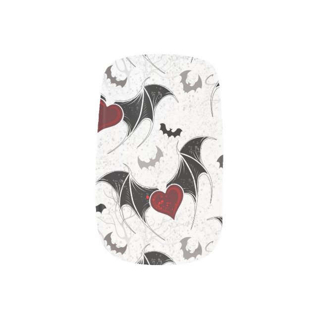 Halloween heart with black bat wings minx nail art (Left Thumb)