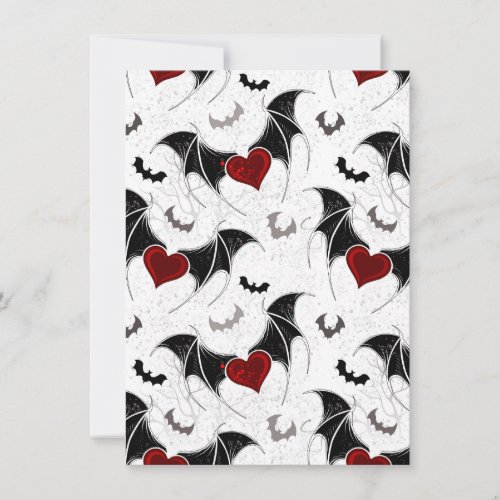 Halloween heart with black bat wings note card