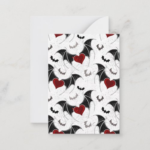 Halloween heart with black bat wings note card