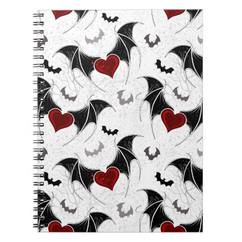 Halloween heart with black bat wings notebook