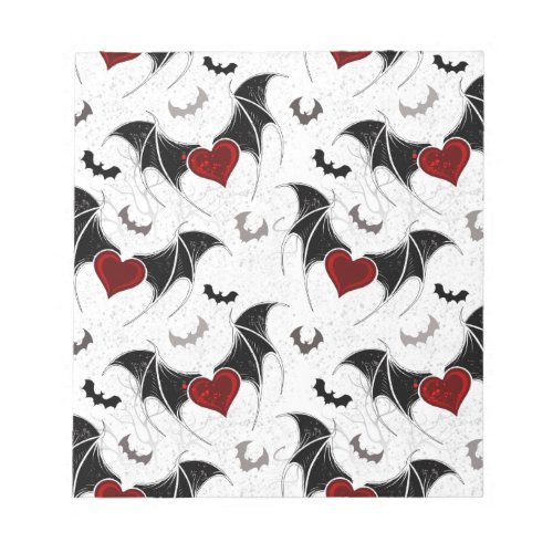Halloween heart with black bat wings notepad