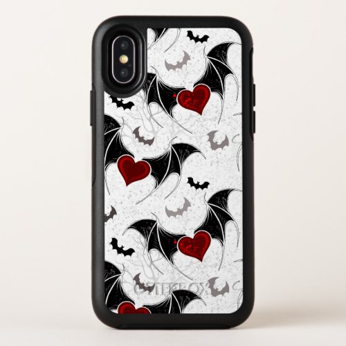 Halloween heart with black bat wings OtterBox symmetry iPhone x case