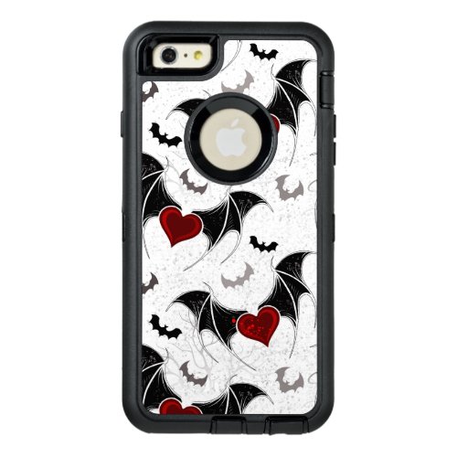 Halloween heart with black bat wings OtterBox defender iPhone case