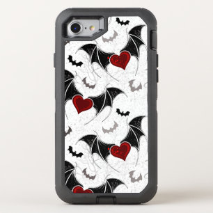 Halloween heart with black bat wings OtterBox defender iPhone SE/8/7 case
