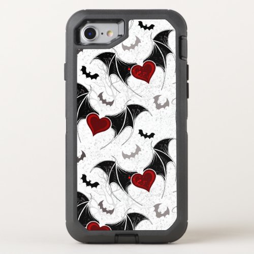 Halloween heart with black bat wings OtterBox defender iPhone SE87 case