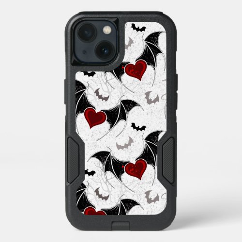 Halloween heart with black bat wings iPhone 13 case