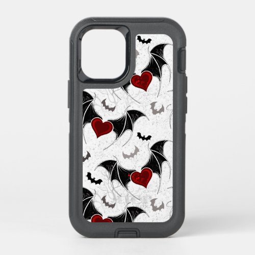 Halloween heart with black bat wings OtterBox defender iPhone 12 mini case