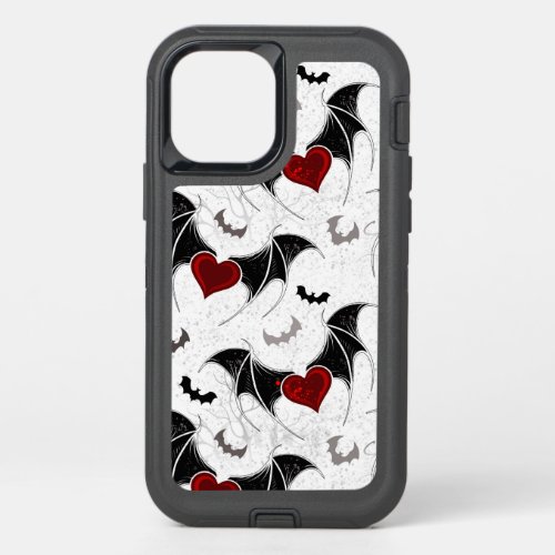 Halloween heart with black bat wings OtterBox defender iPhone 12 pro case