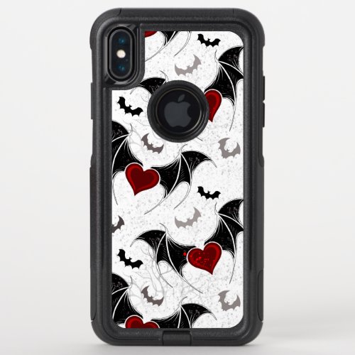 Halloween heart with black bat wings OtterBox commuter iPhone XS max case