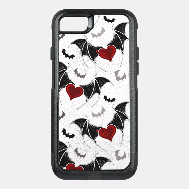 Halloween heart with black bat wings otterbox iPhone case (Back)