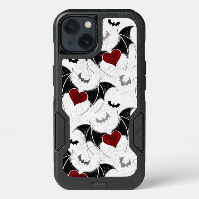 Halloween heart with black bat wings otterbox iPhone case (Back)