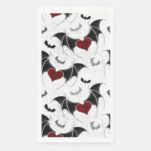 Halloween heart with black bat wings paper guest towels