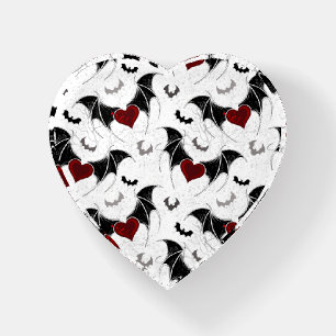 Halloween heart with black bat wings paperweight