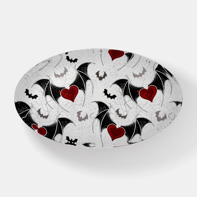 Halloween heart with black bat wings paperweight (Front)