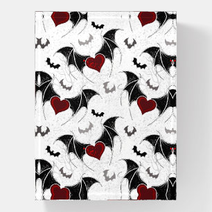 Halloween heart with black bat wings paperweight