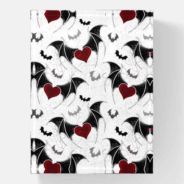 Halloween heart with black bat wings paperweight (Vertical)