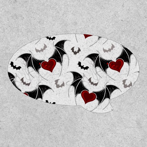 Halloween heart with black bat wings patch