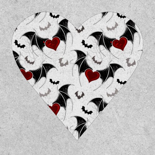 Halloween heart with black bat wings patch
