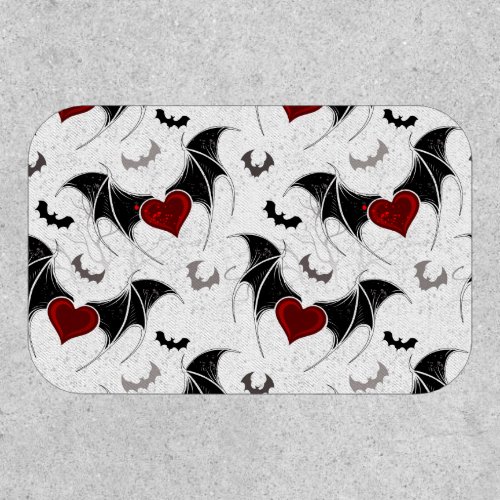 Halloween heart with black bat wings patch