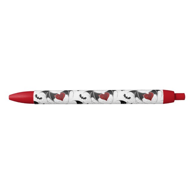 Halloween heart with black bat wings pen (Front)