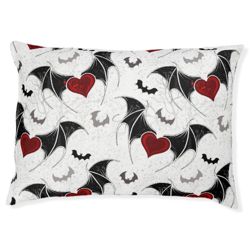 Halloween heart with black bat wings pet bed