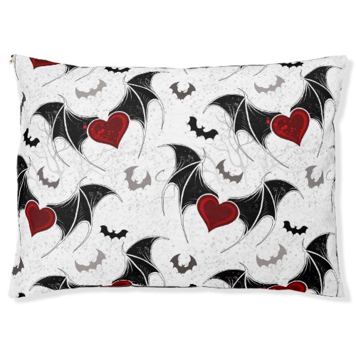 Halloween heart with black bat wings pet bed
