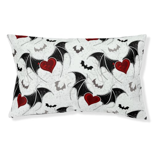 Halloween heart with black bat wings pet bed