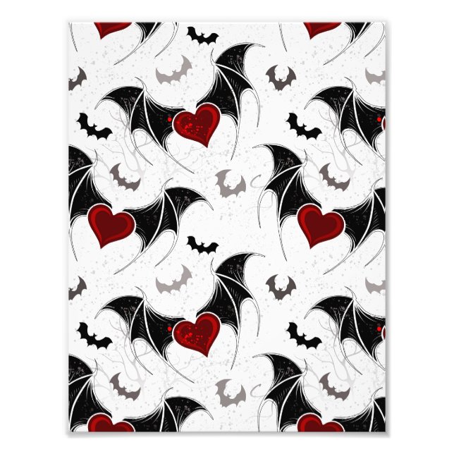 Halloween heart with black bat wings photo print (Front)
